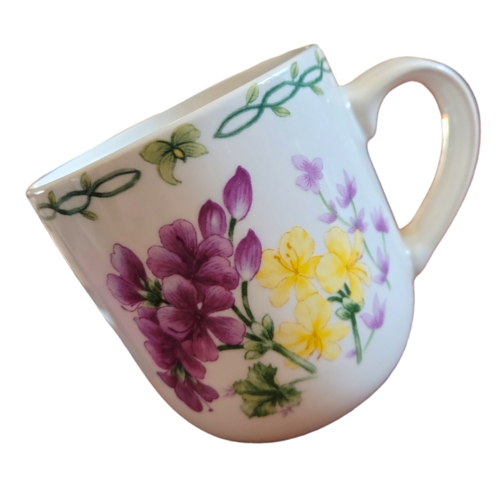 1 Vtg Mug Cup Coffee Tea Hot Chocolate Stoneware Geranium Thompson Floral